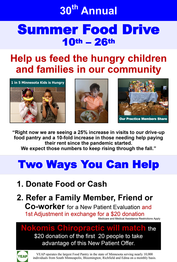 30th Annual Food Drive at Nokomis Chiropractic and Wellness in Minneapolis MN