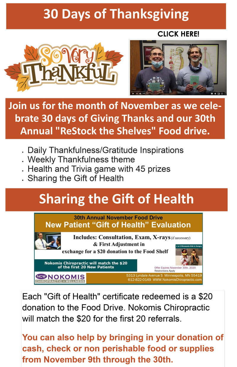 30 Days of Thanksgiving at Nokomis Chiropractic and Wellness